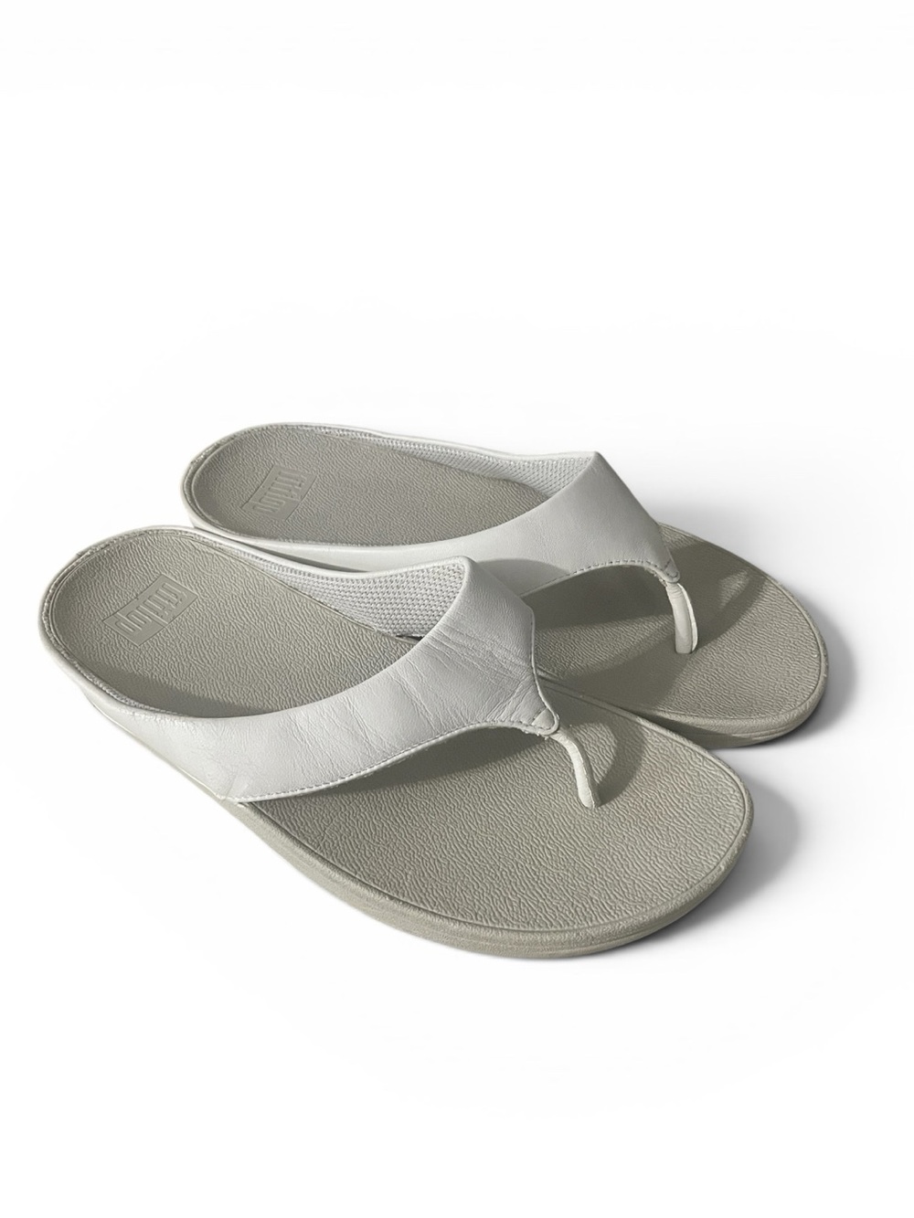 FitFlop Women's Lulu Leather Toe-Post Sandals — Urban White- Size 11
